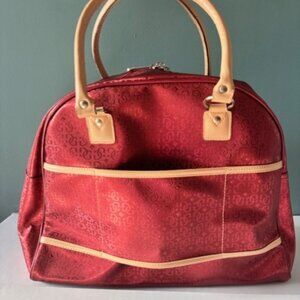 NWT Guess Lipstick Red Weekender Double Zip Overnight Travel Large Tote Bag $100